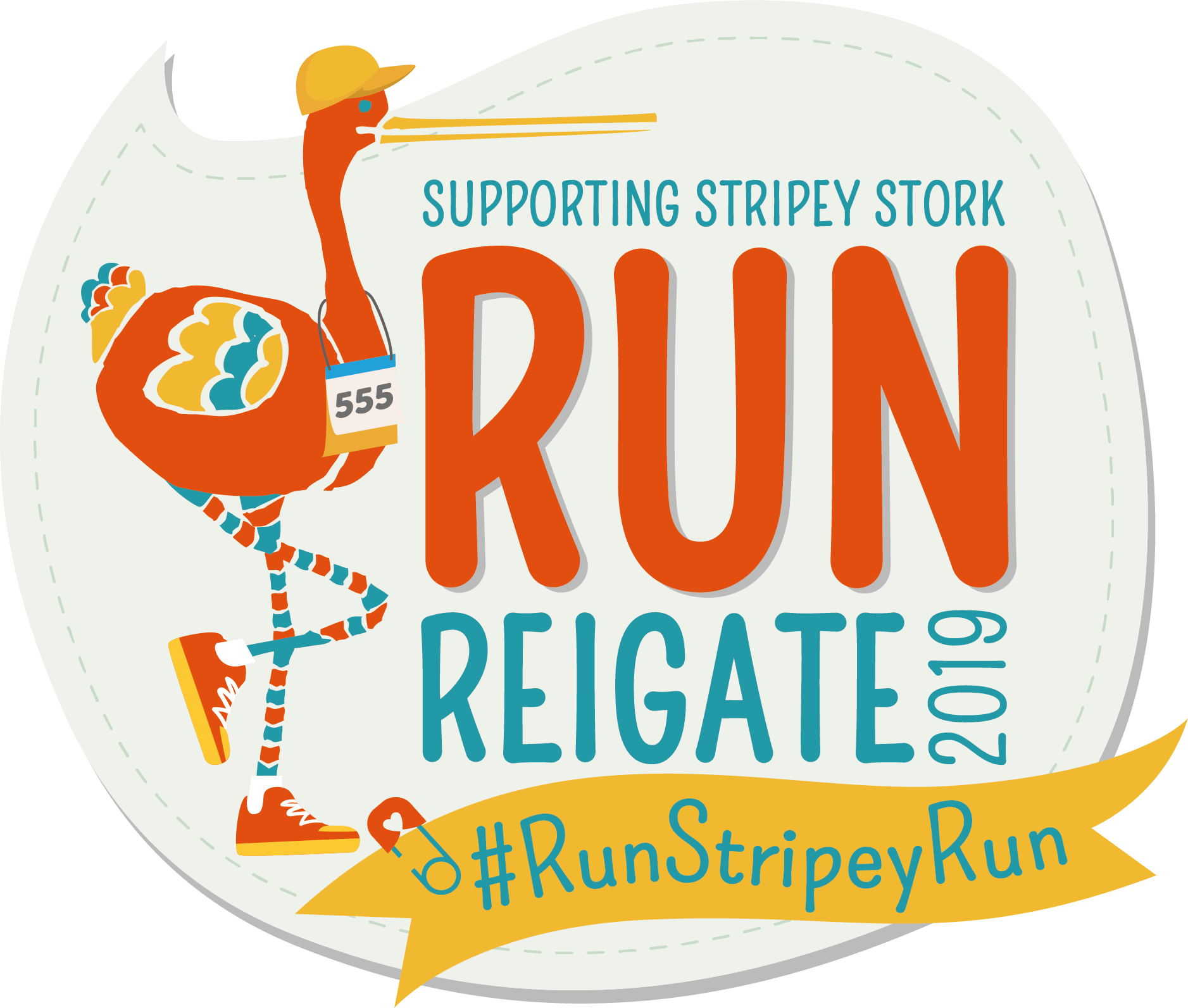 Stripey Stork Run Reigate logo