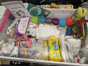 Baby box filled with all the essential items a newborn baby will need