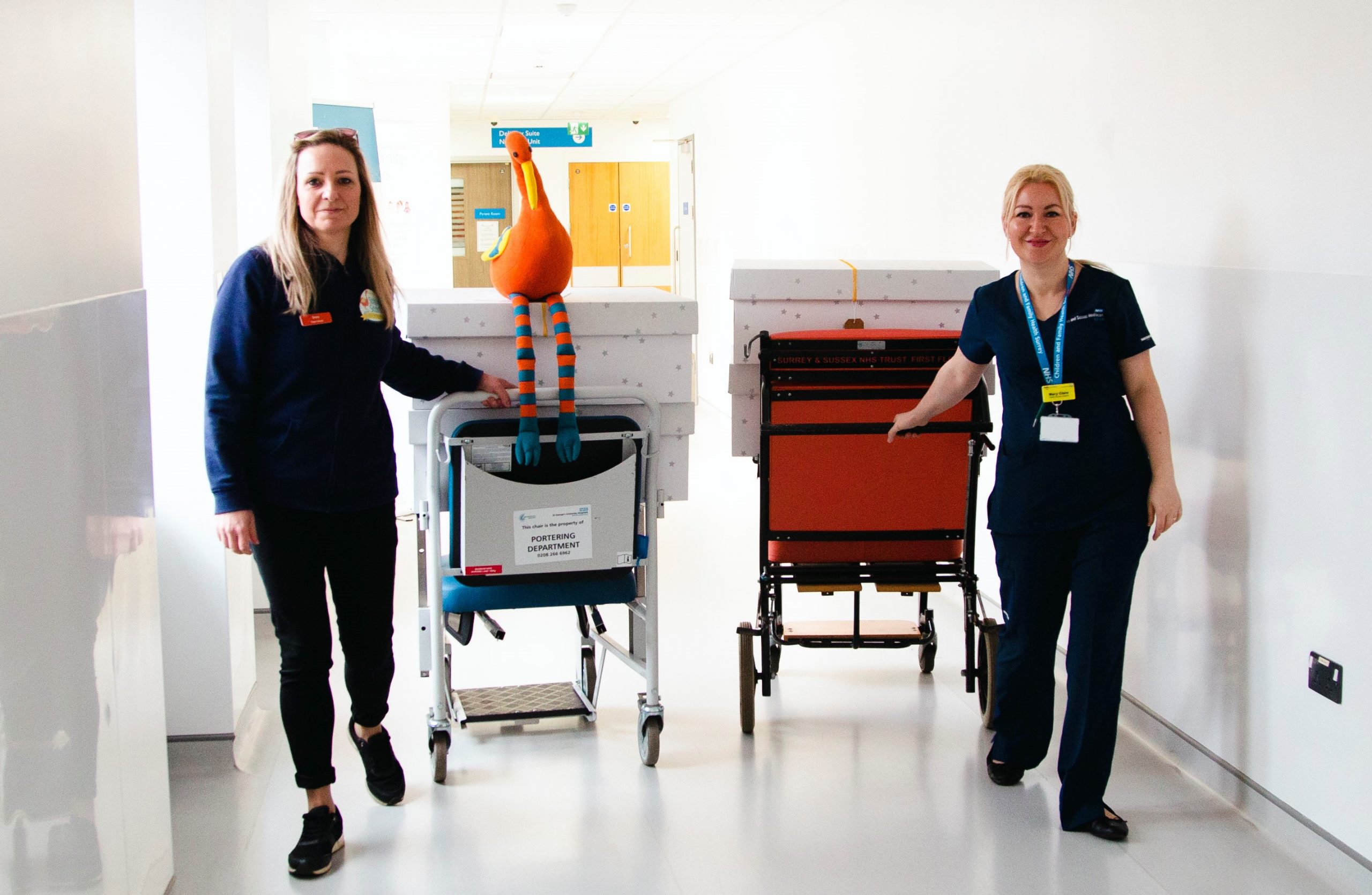 Baby boxes for newborn babies being delivered to the maternity ward