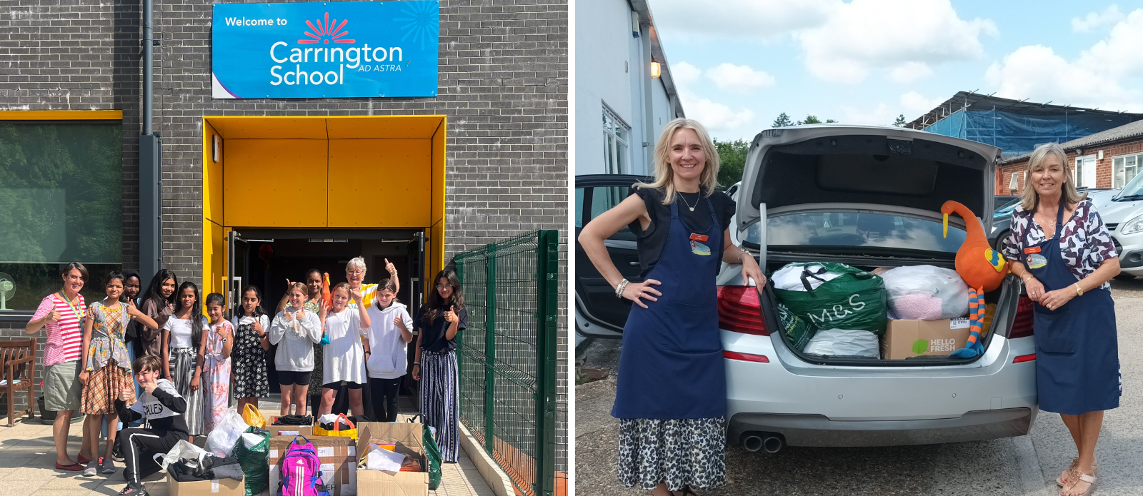 Carrington school collects school uniform and stationery for Stripes4Stripes 2023