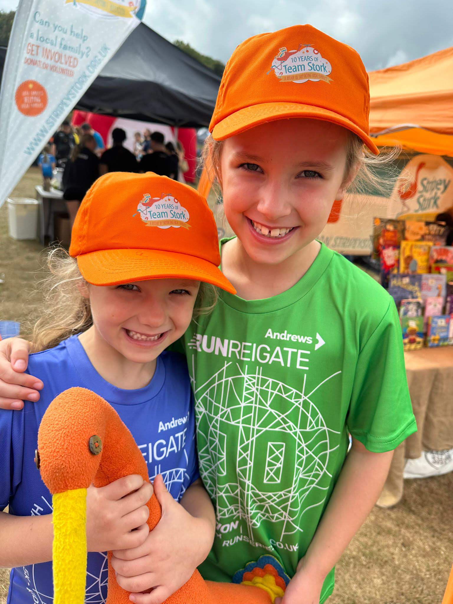 Saoirse and Orla with Stripey at Run Reigate 2023